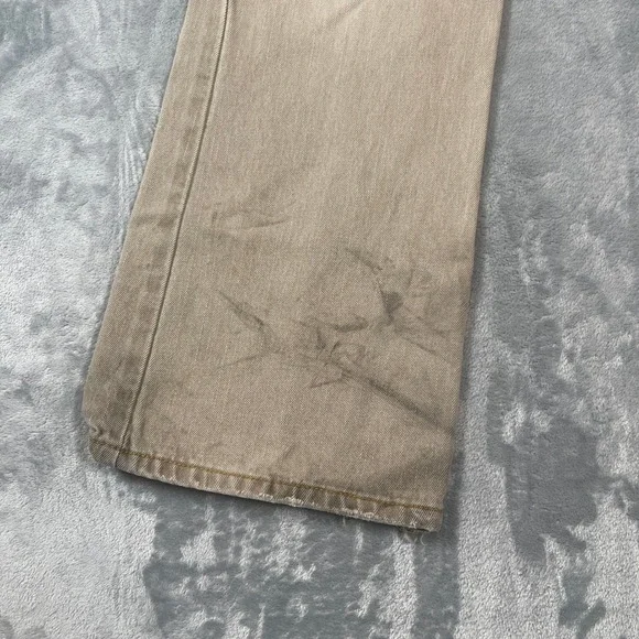 Levis Jeans Mens 32x30 527 Low Boot Cut Tan Khaki Faded Distressed Y2K Skater - Picture 2 of 8